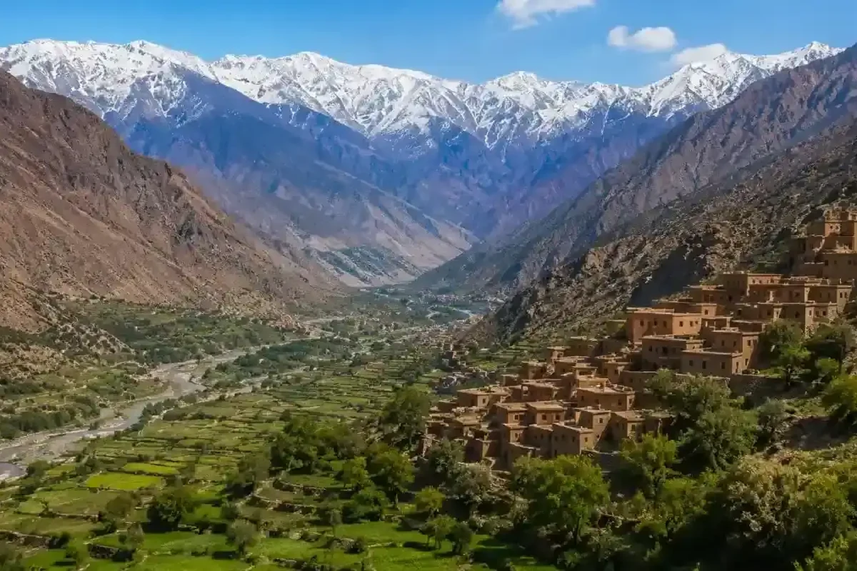 The High Atlas mountains A Berber village in the High Atlas mountains of Morocco