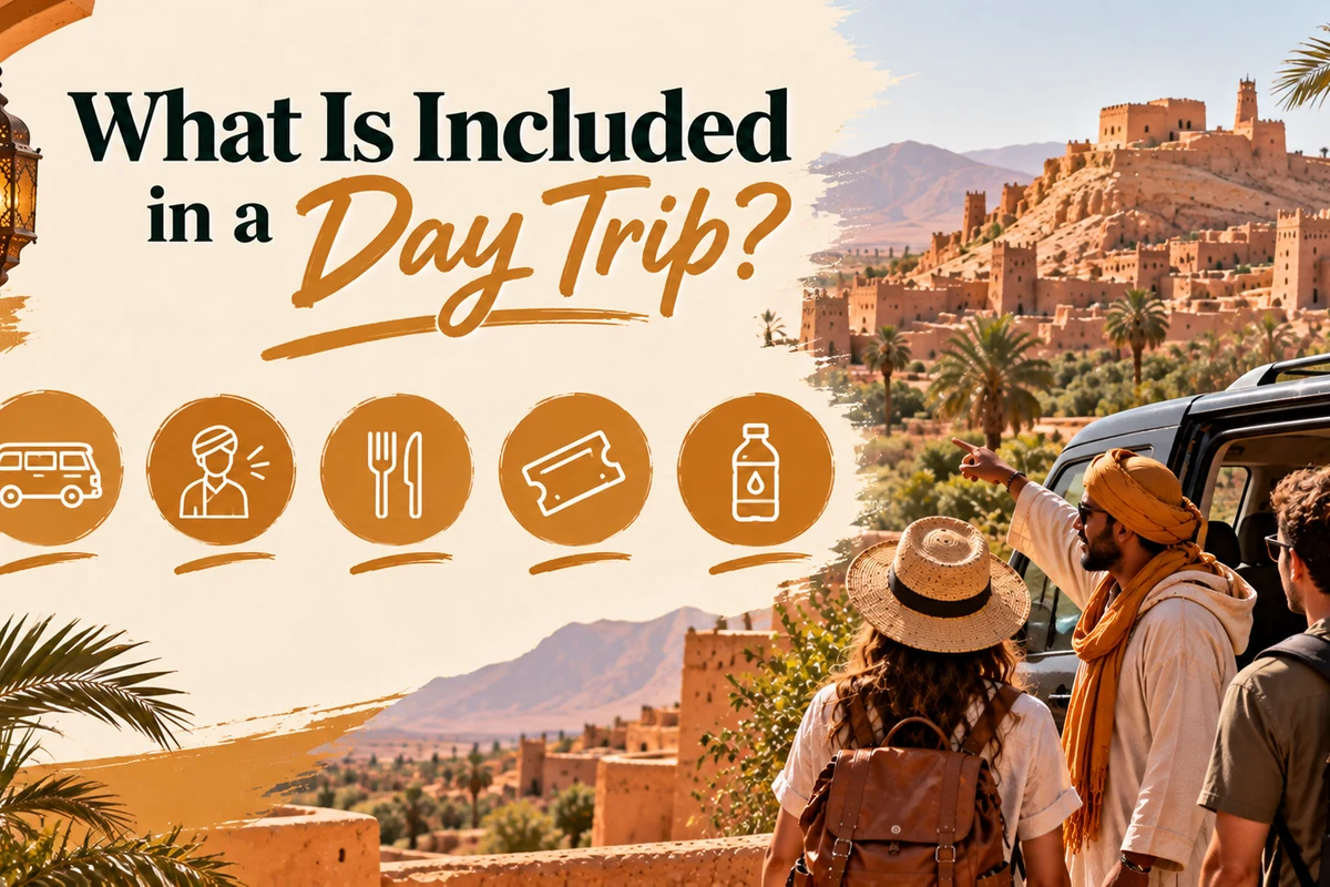 A guide and travellers on a Moroccan day trip