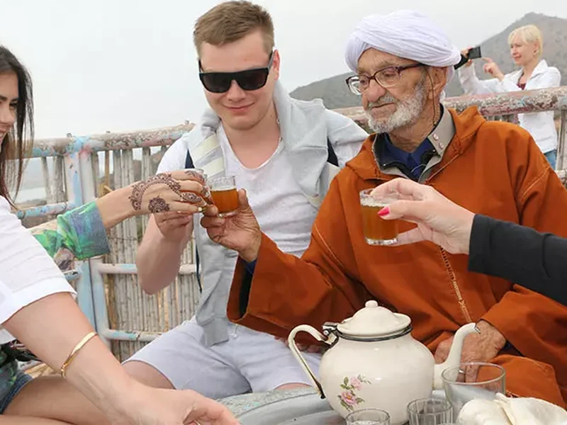 Mint tea poured in the Moroccan way