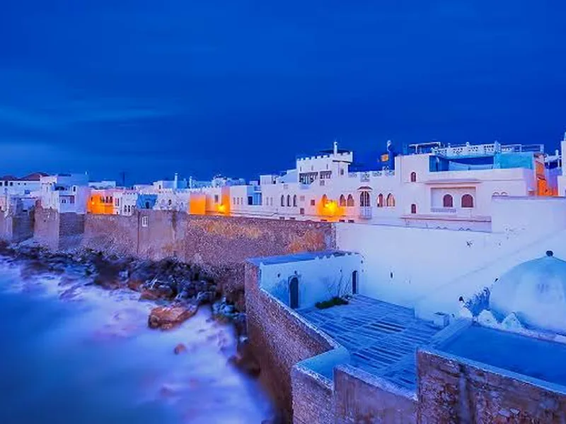 The whitewashed ramparts of Asilah on the Atlantic coast, repainted with murals each summer