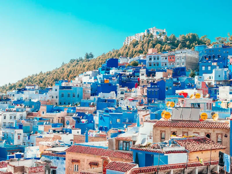 The blue painted lanes and stairways of Chefchaouen in the Rif mountains