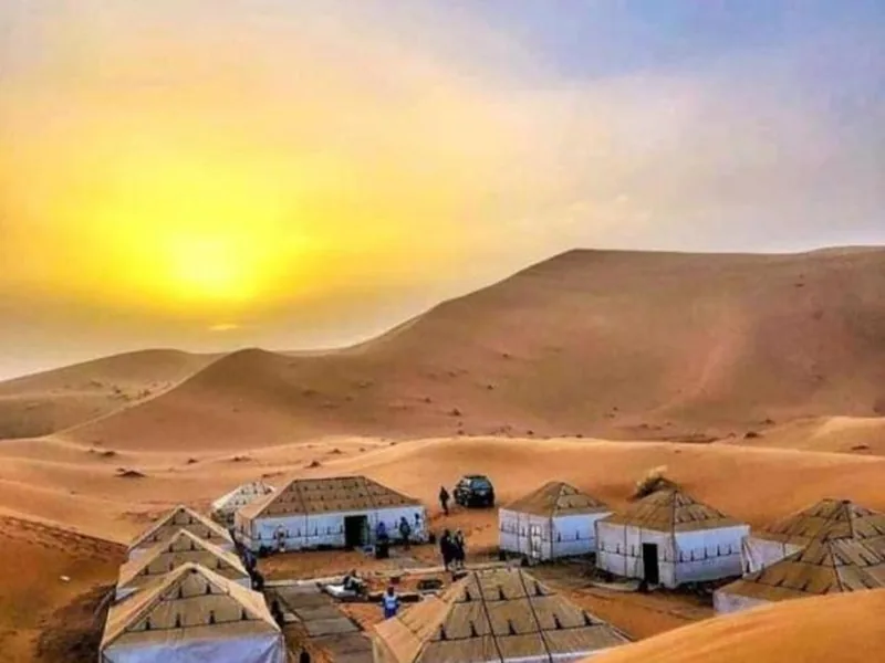 The tall sand dunes of Erg Chebbi at Merzouga, the Sahara desert of Morocco