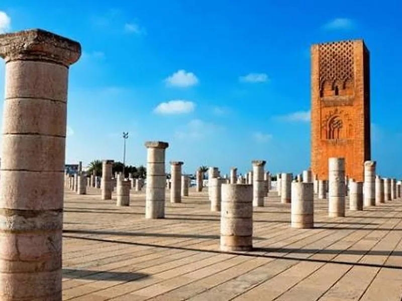 The blue and white lanes of the Kasbah of the Udayas above the Bou Regreg river in Rabat