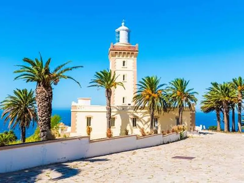 The bay of Tangier where the Mediterranean meets the Atlantic, with Spain across the strait