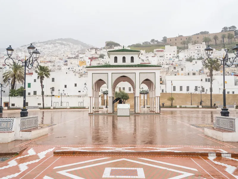 The Andalusian white medina of Tetouan, listed by UNESCO, below the Rif mountains