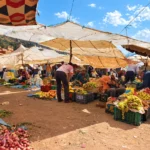 Farmers selling fruit and vegetables at a weekly Berber souk near Marrakech